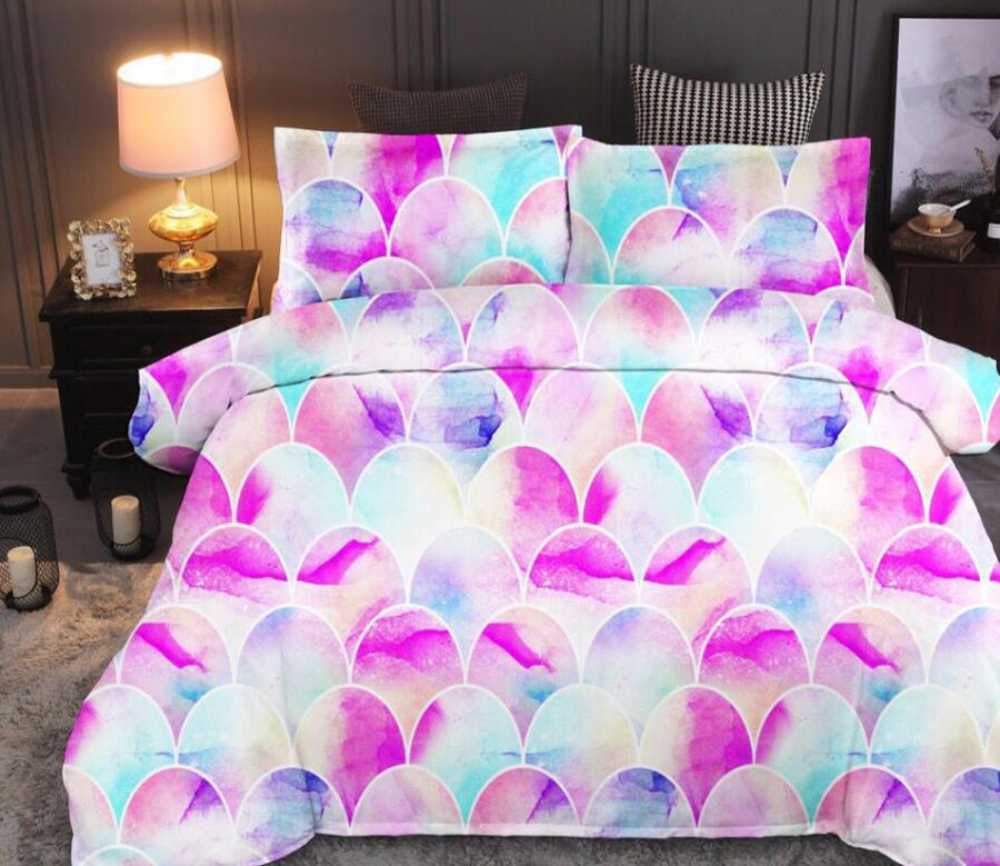 3D Rose Red Fish Scales 99129 Bed Pillowcases Quilt