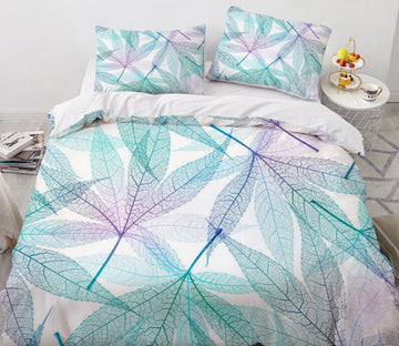 3D Leaves Vein 7710 Bed Pillowcases Quilt