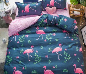 3D Flamingo 8091 Bed Pillowcases Quilt