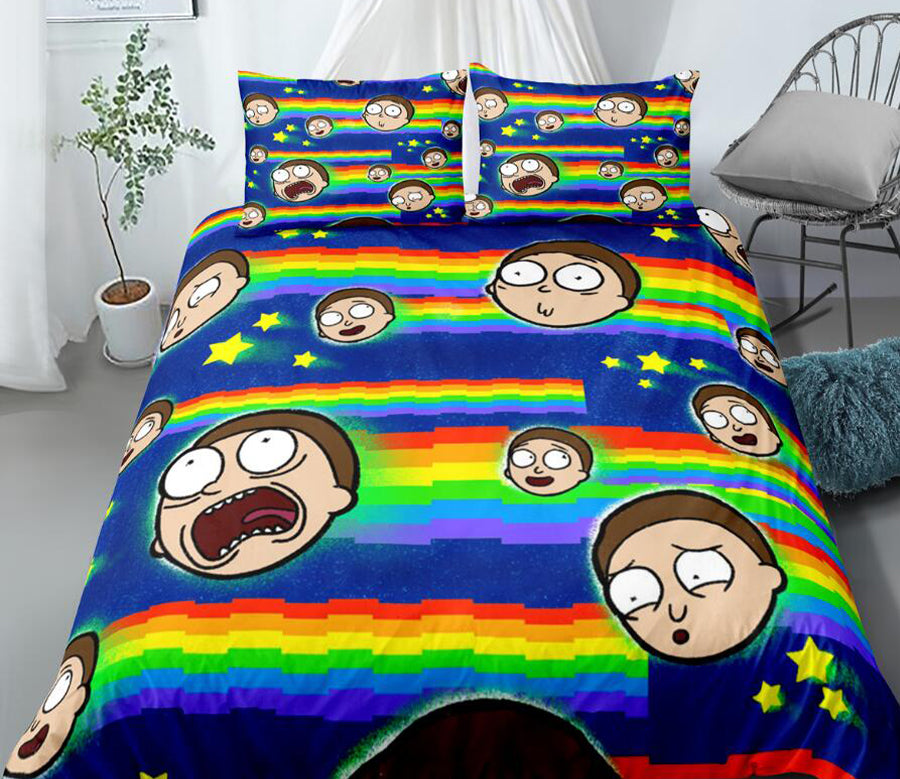 3D Rainbow Morty Star 99183 Bed Pillowcases Quilt