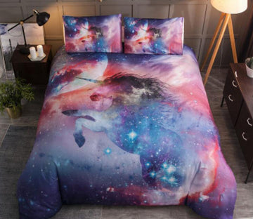 3D Starry Sky Unicorn Star 6667 Bed Pillowcases Quilt