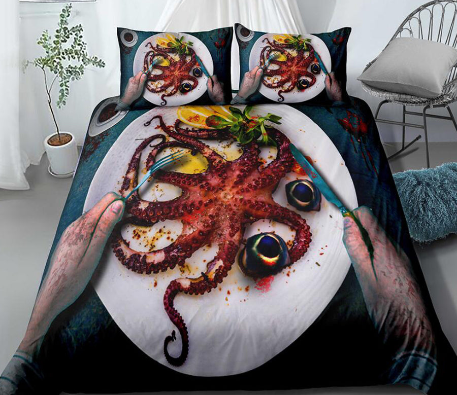 3D Octopus Dining 1103 Bed Pillowcases Quilt