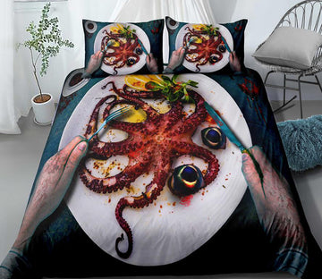 3D Octopus Dining 1103 Bed Pillowcases Quilt