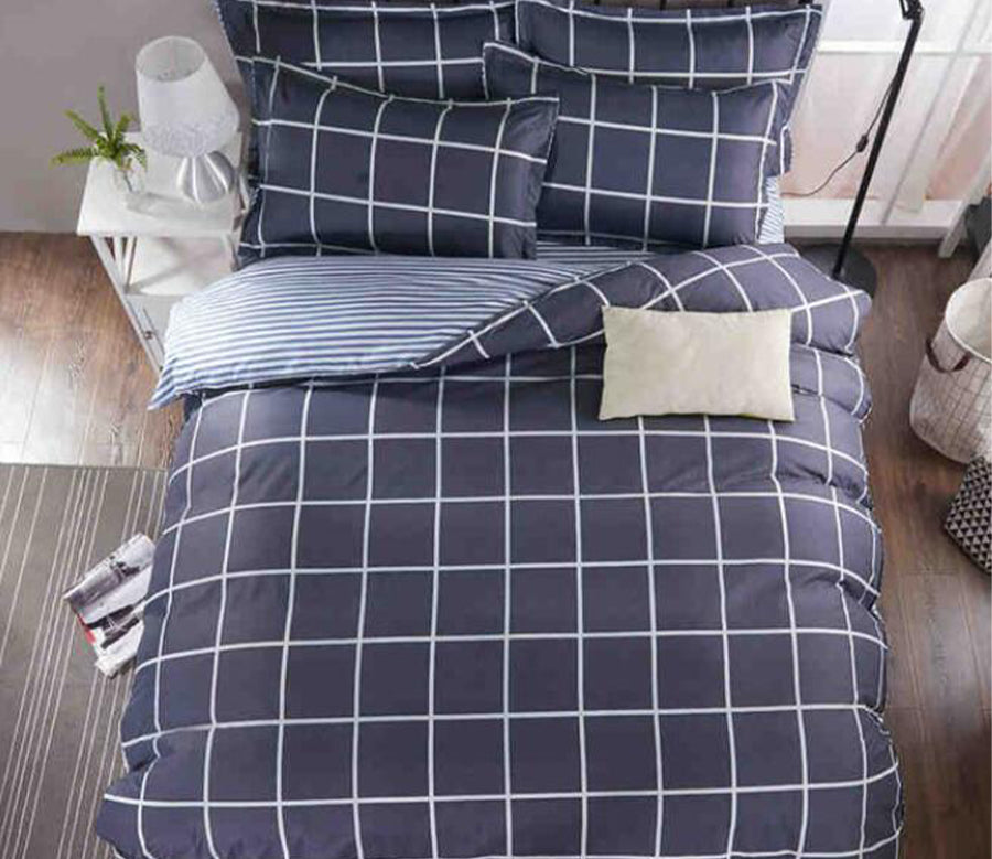 3D Checkered 8138 Bed Pillowcases Quilt