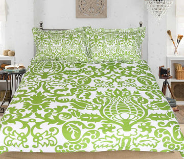 3D Green Poppy 1136 Bed Pillowcases Quilt