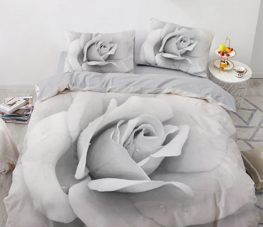 3D Grey Rose 9171 Bed Pillowcases Quilt