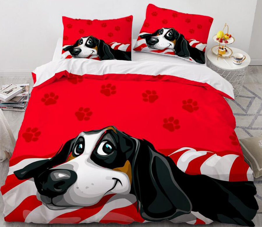 3D Cartoons Red Dog 55178 Bed Pillowcases Quilt