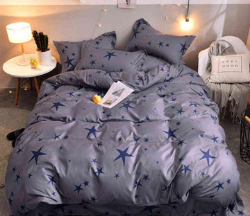 3D Black Stars On Gray 8102 Bed Pillowcases Quilt