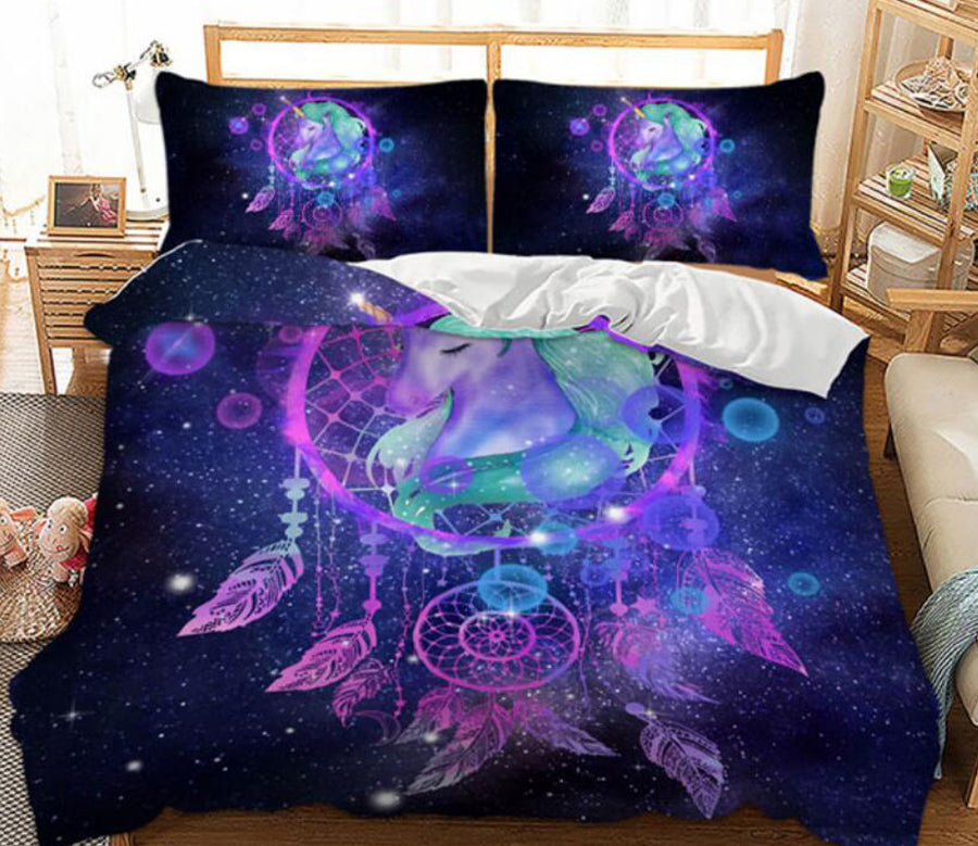 3D Unicorn Dream Catcher 66130 Bed Pillowcases Quilt