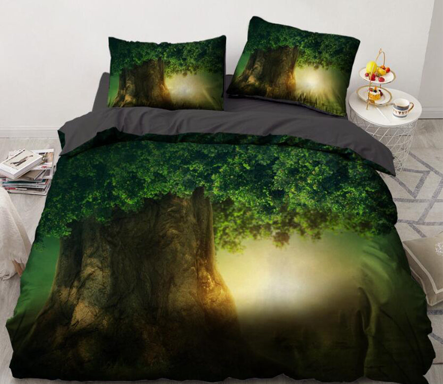 3D Big Tree 8005 Bed Pillowcases Quilt