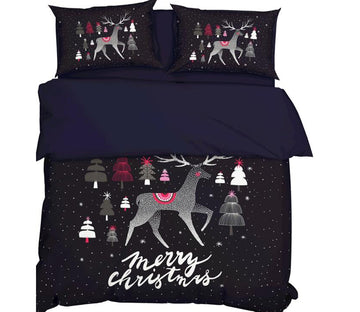 3D Deer Christmas Tree 11189 Bed Pillowcases Quilt