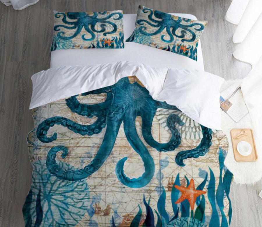3D Octopus 1182 Bed Pillowcases Quilt