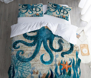 3D Octopus 1182 Bed Pillowcases Quilt