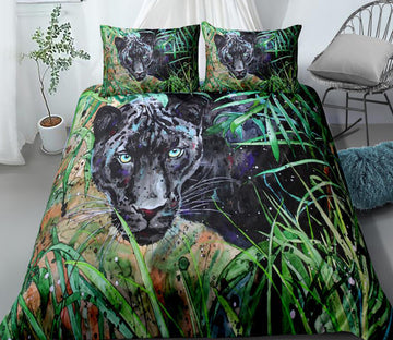 3D Panther Jungle 0061 Bed Pillowcases Quilt
