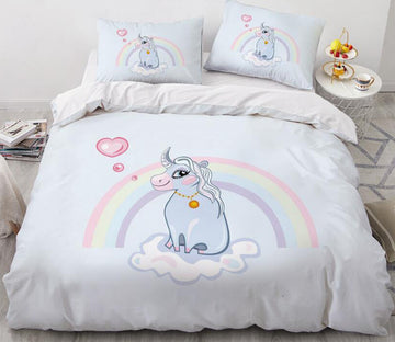 3D Fat White Unicorn 167 Bed Pillowcases Quilt