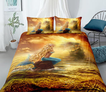 3D Sea Ferry Beauty Girl 8893 Bed Pillowcases Quilt