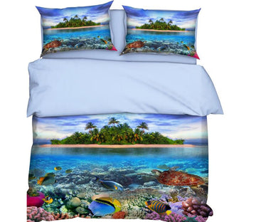 3D Island Seawater Fish 9939 Bed Pillowcases Quilt