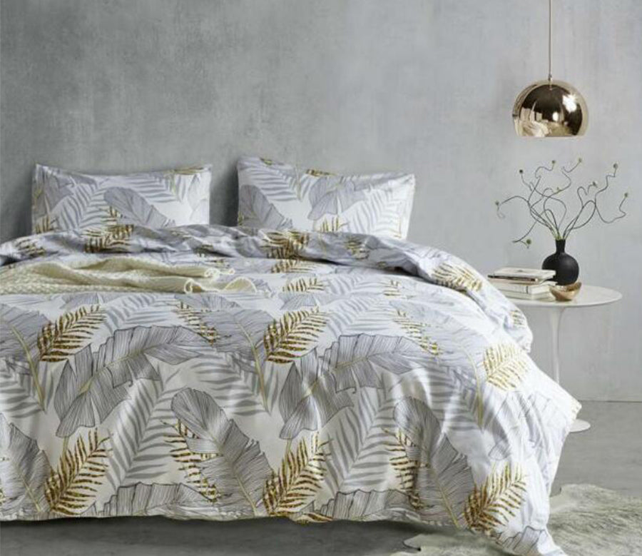 3D Golden Gray Feather 66187 Bed Pillowcases Quilt