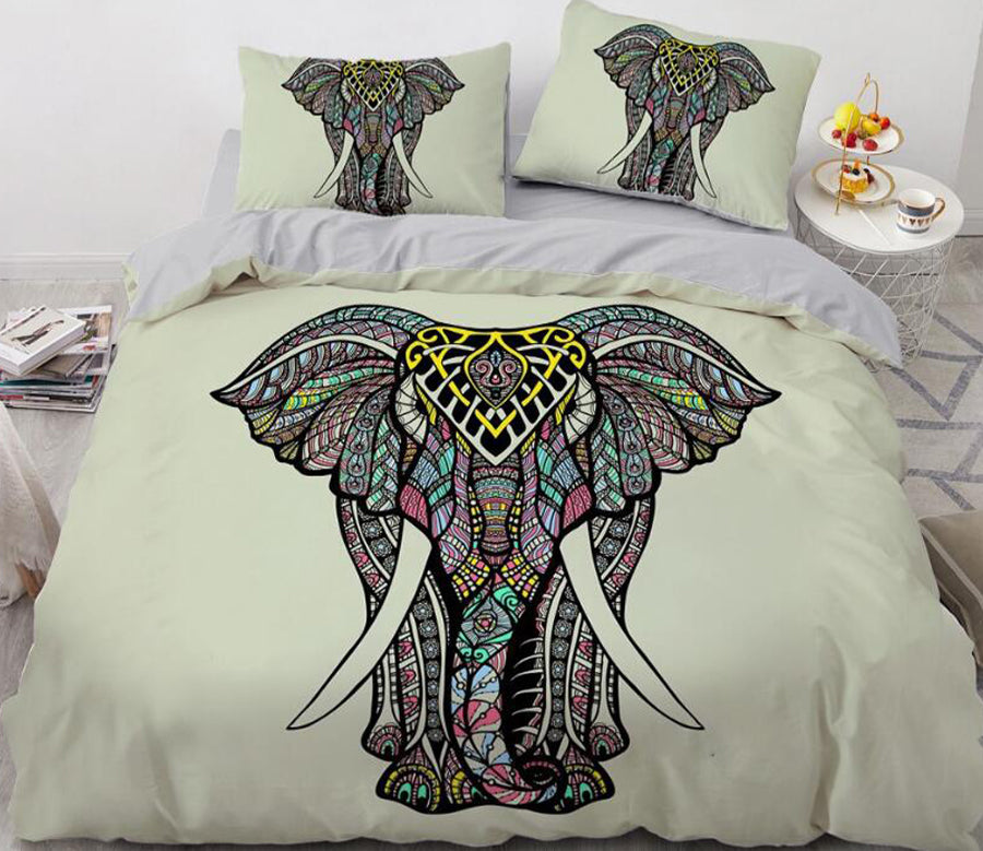 3D Color Block Elephant Light Green 88125 Bed Pillowcases Quilt