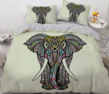3D Color Block Elephant Light Green 88125 Bed Pillowcases Quilt