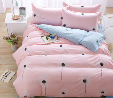 3D Pink Bottom Dandelion 191 Bed Pillowcases Quilt
