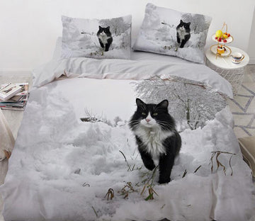 3D Snowfield Cat 77132 Bed Pillowcases Quilt