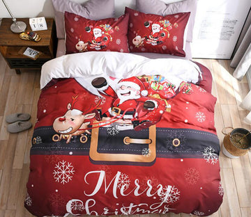 3D Christmas Sleigh 1071 Bed Pillowcases Quilt