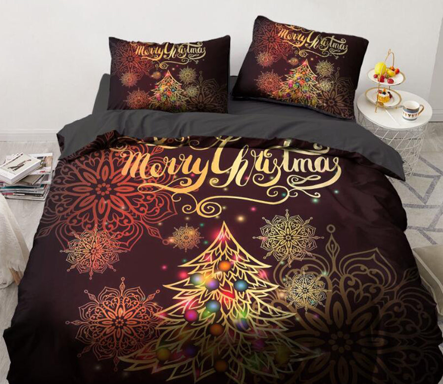 3D Snowflake Christmas Tree 9152 Bed Pillowcases Quilt