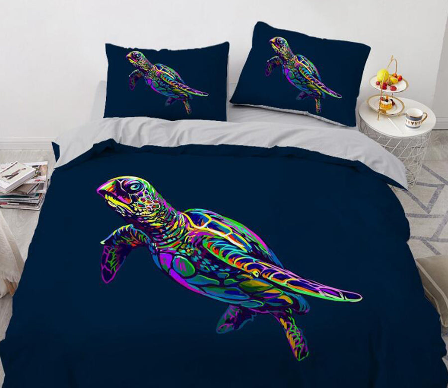 3D Black Background Color Turtle 88138 Bed Pillowcases Quilt