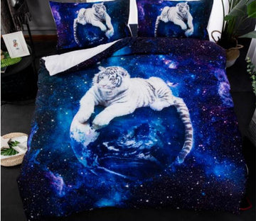 3D Planet White Tiger 66104 Bed Pillowcases Quilt