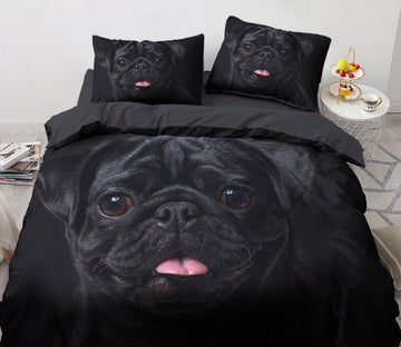 3D Black Puppy 77101 Bed Pillowcases Quilt