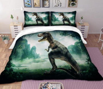 3D Tyrannosaurus Mountain 6651 Bed Pillowcases Quilt