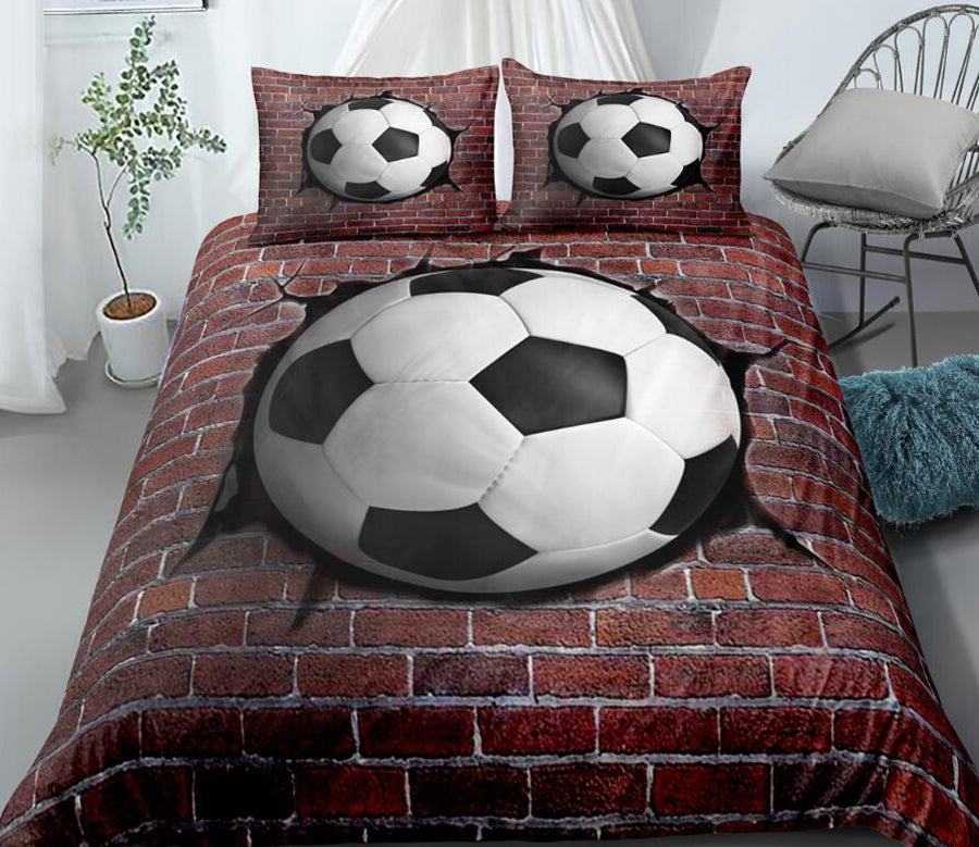3D Football Red Brick 1142 Bed Pillowcases Quilt