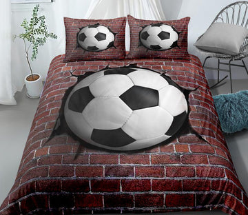 3D Football Red Brick 1142 Bed Pillowcases Quilt