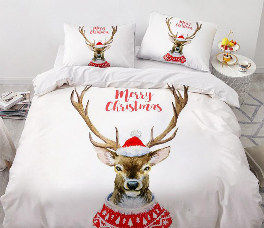 3D Christmas Deer 9158 Bed Pillowcases Quilt