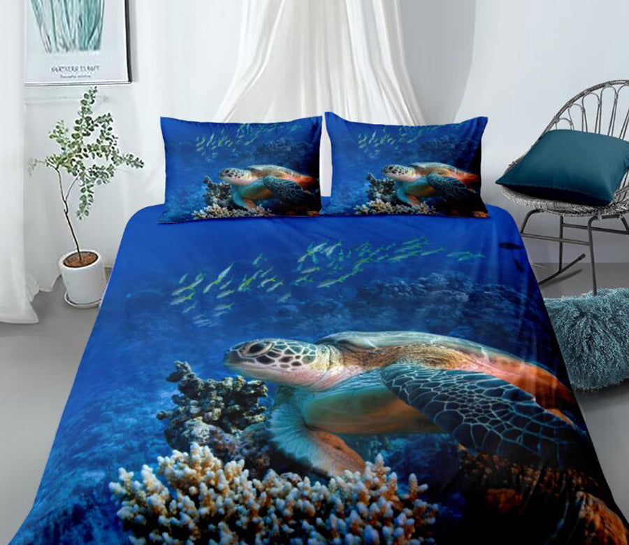 3D Sea Turtle Coral 8899 Bed Pillowcases Quilt