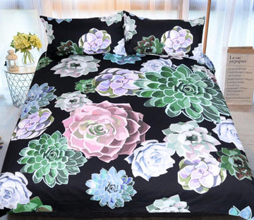 3D Succulents 9034 Bed Pillowcases Quilt