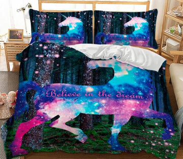 3D Starry Sky Horse 6699 Bed Pillowcases Quilt