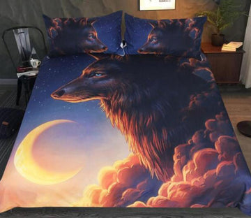 3D Wolf Cloud Moon 6618 Bed Pillowcases Quilt
