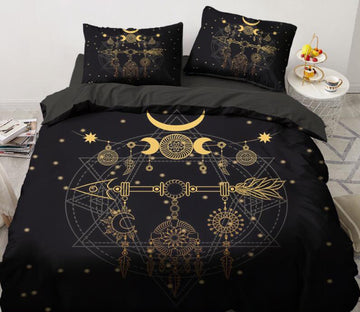 3D Circle Moon Feather 88161 Bed Pillowcases Quilt