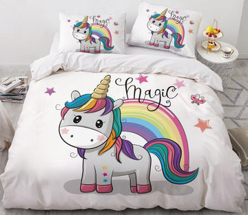 3D Unicorn Rainbow 154 Bed Pillowcases Quilt