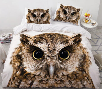 3D Owl 079 Bed Pillowcases Quilt