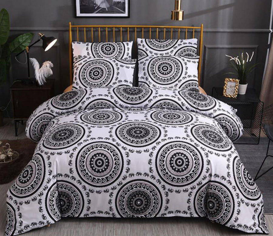 3D Black Circle Totem On White 66115 Bed Pillowcases Quilt