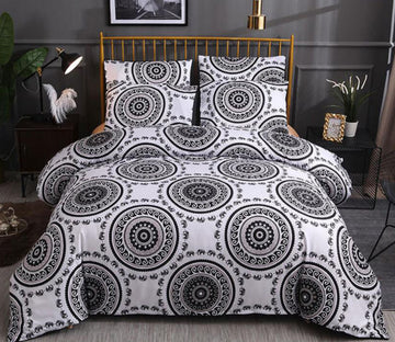 3D Black Circle Totem On White 66115 Bed Pillowcases Quilt