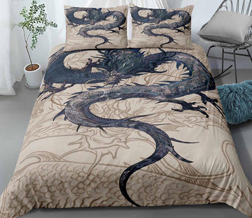 3D Black Dragon 1106 Bed Pillowcases Quilt