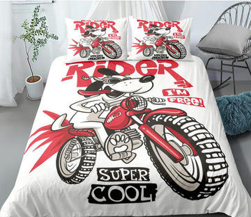 3D Dog Motorcycle 0046 Bed Pillowcases Quilt