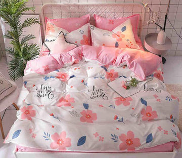 3D Pink Flower 8088 Bed Pillowcases Quilt