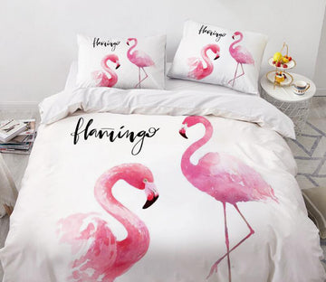 3D Two Flamingos 7763 Bed Pillowcases Quilt