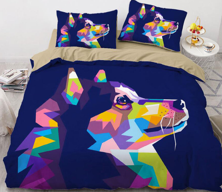 3D Color Husky Dog 8846 Bed Pillowcases Quilt