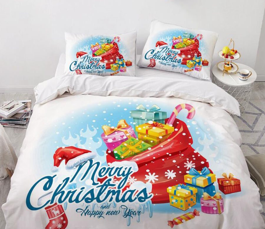 3D Christmas Gift 9150 Bed Pillowcases Quilt